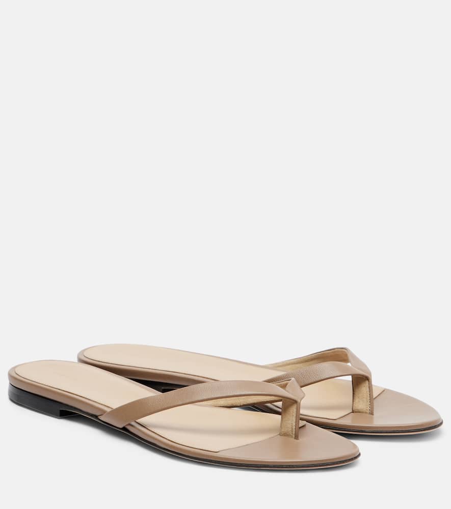 The Row Sacha Leather Thong Sandals In Brown