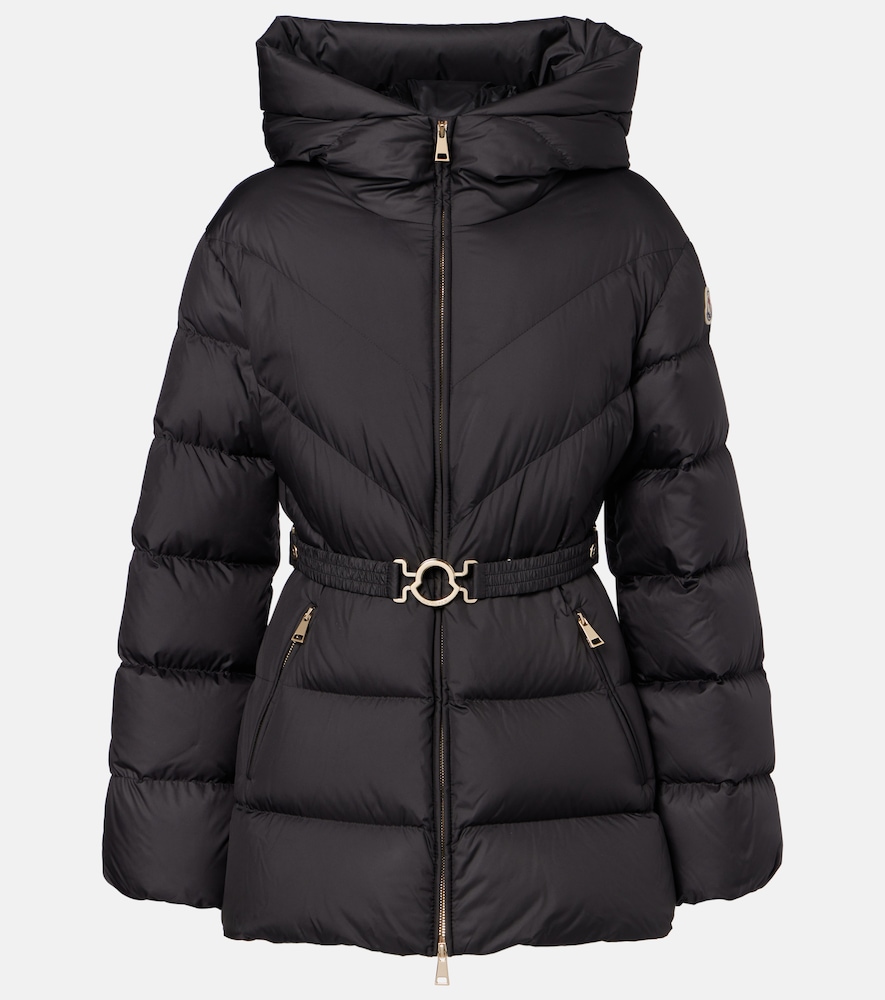 Moncler Brosse belted hooded down jacket