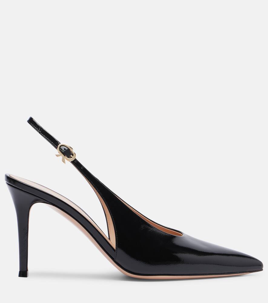 Gianvito Rossi Slingback-pumps Robbie 85 Aus Lackleder In Black