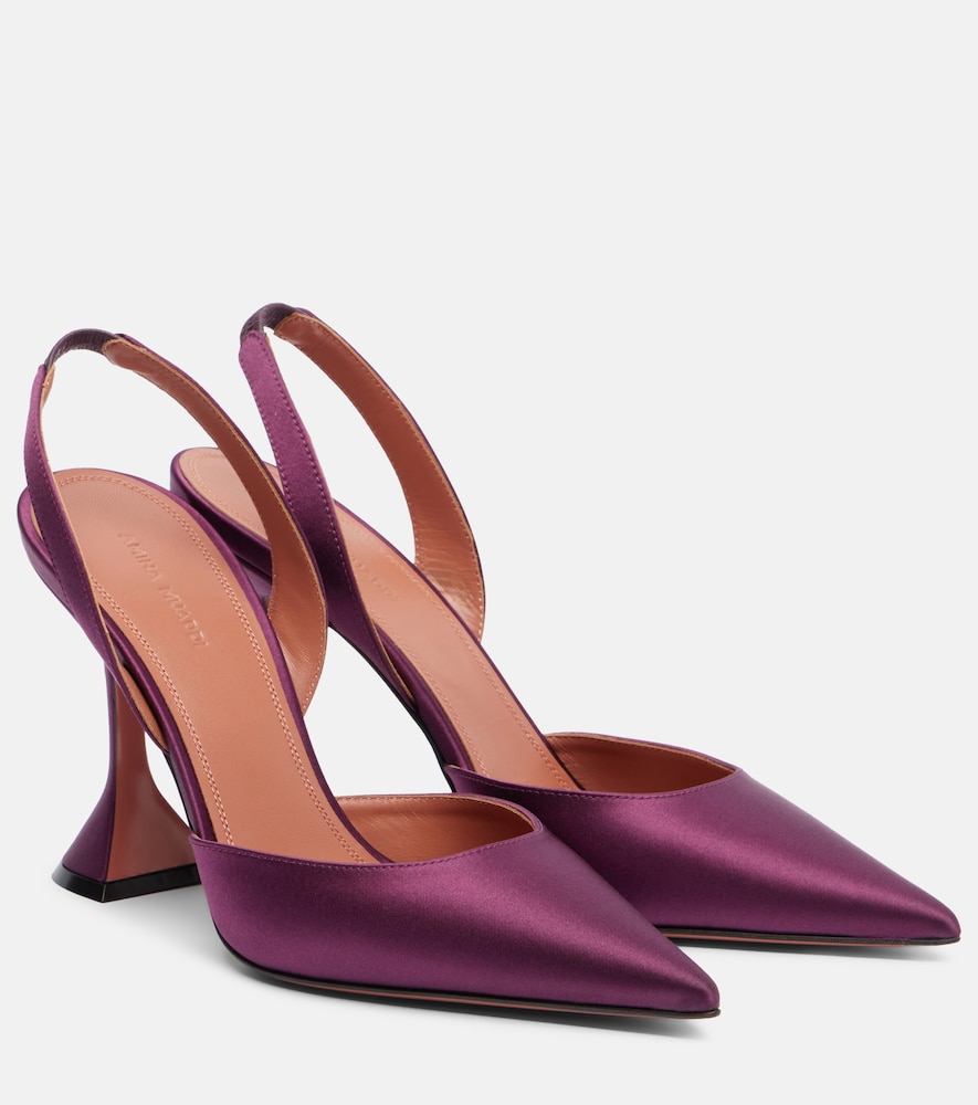 Amina Muaddi Holli 95 satin slingback pumps