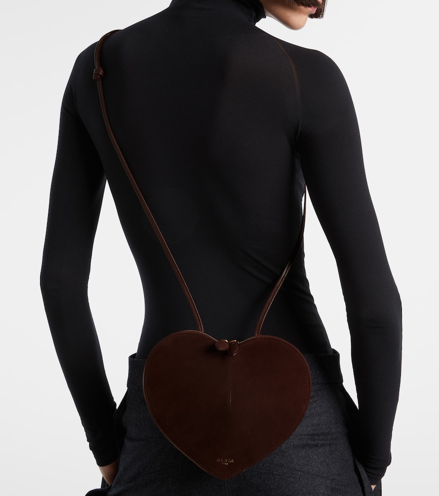 Alaïa Le Caur Small leather and suede shoulder bag