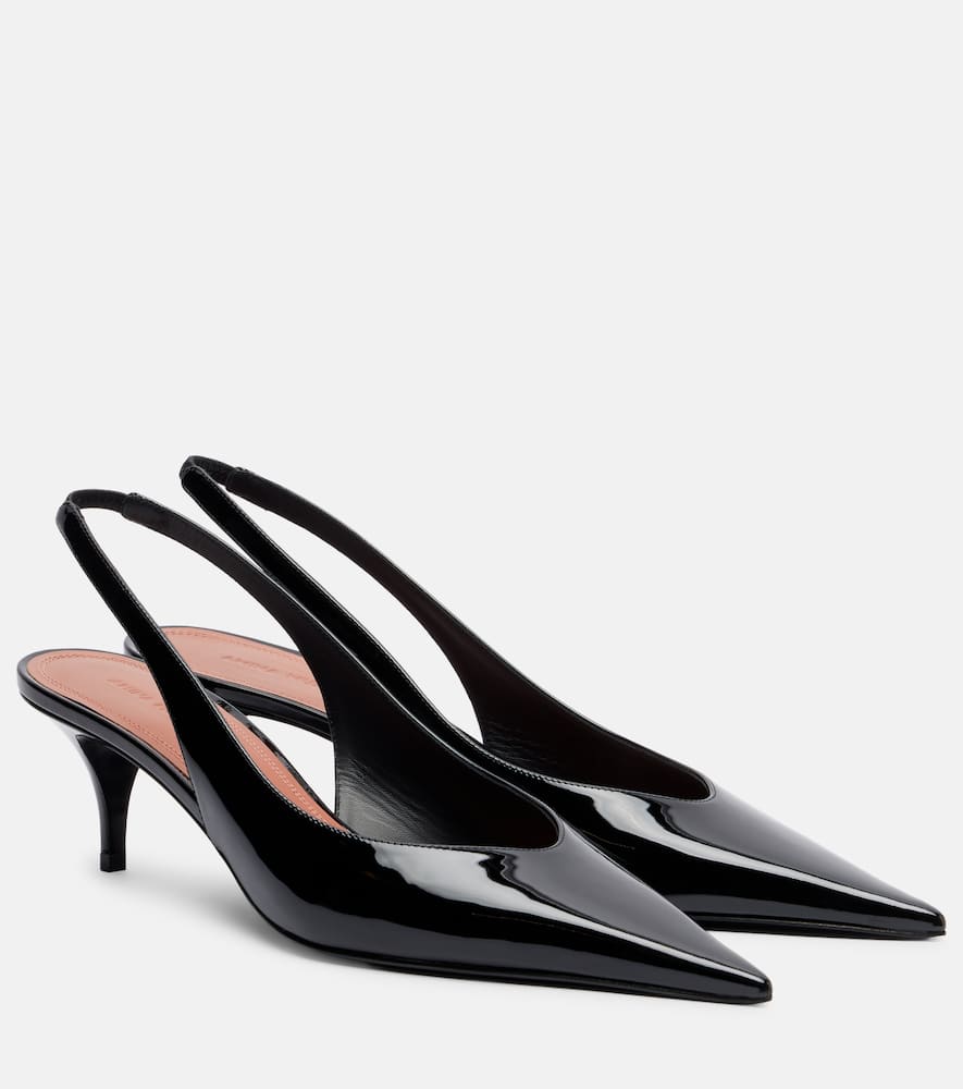 Amina Muaddi Anok 55 Patent Leather Slingback Pumps In Black
