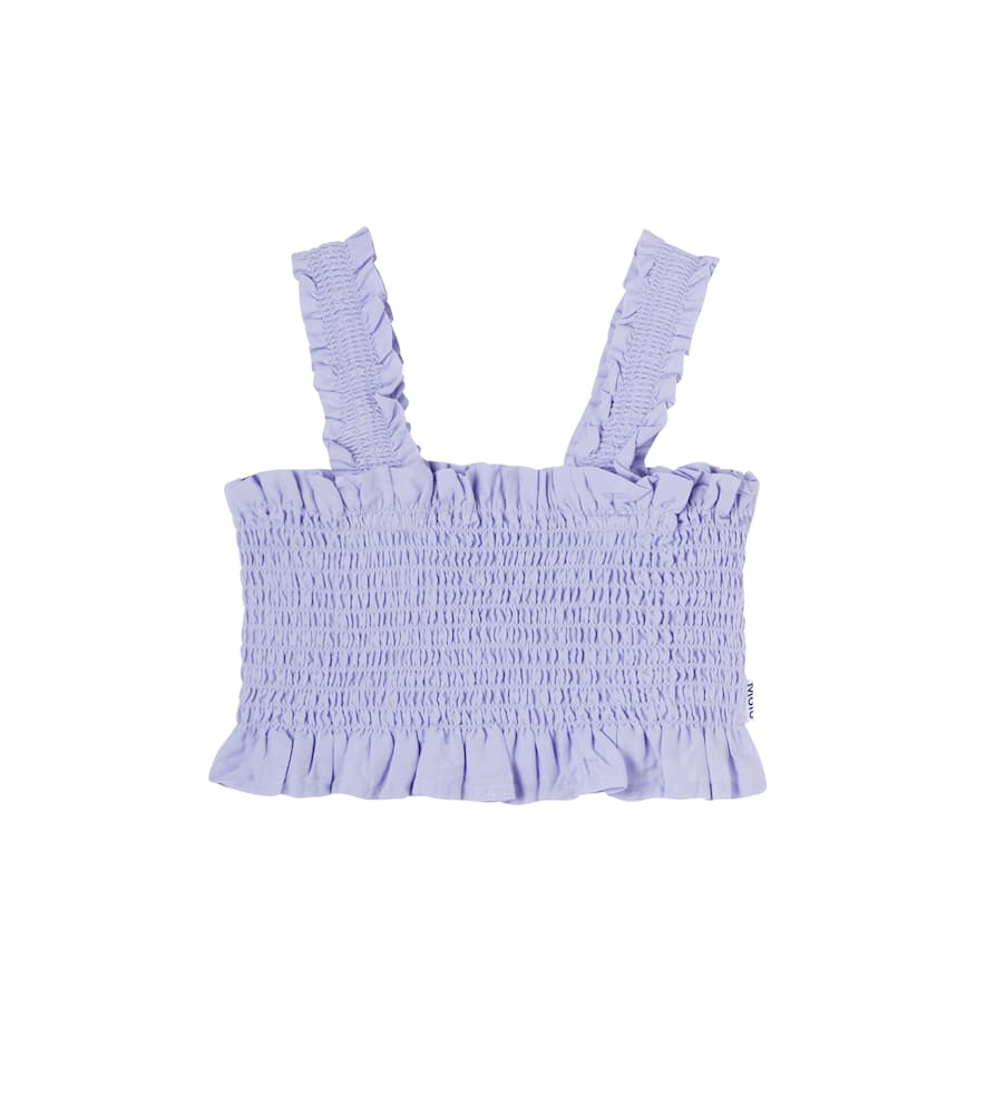 Top Rolfia in cotone con ruches