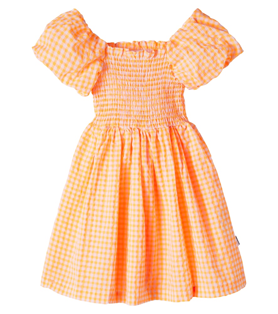 Molo Orange Cherisla Gingham Cotton-Blend Seersucker Dress Y 14/15 - Mytheresa