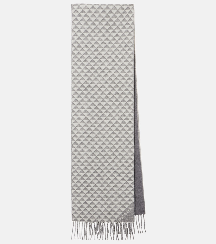 Prada Logo wool and cashmere jacquard scarf