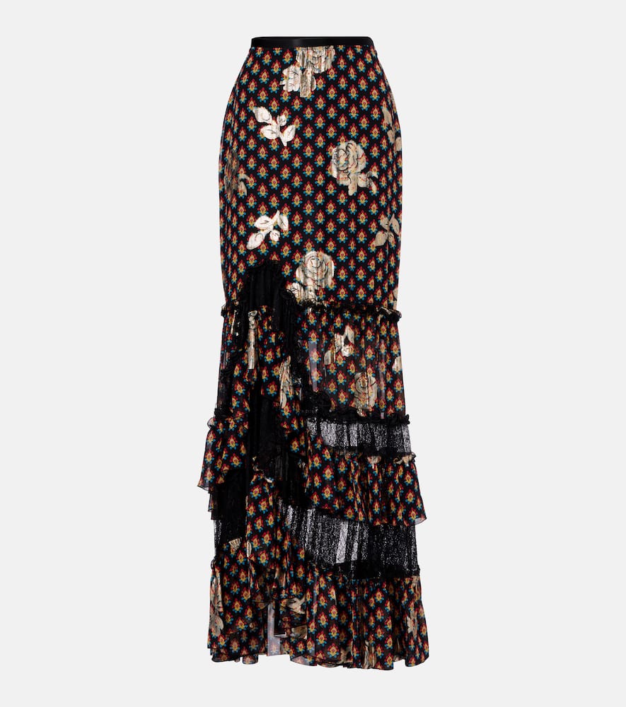 Etro Printed Silk-blend Maxi Skirt In Black