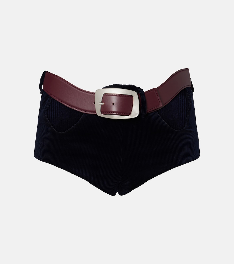 Jean Paul Gaultier Cutout belted cotton corduroy micro shorts