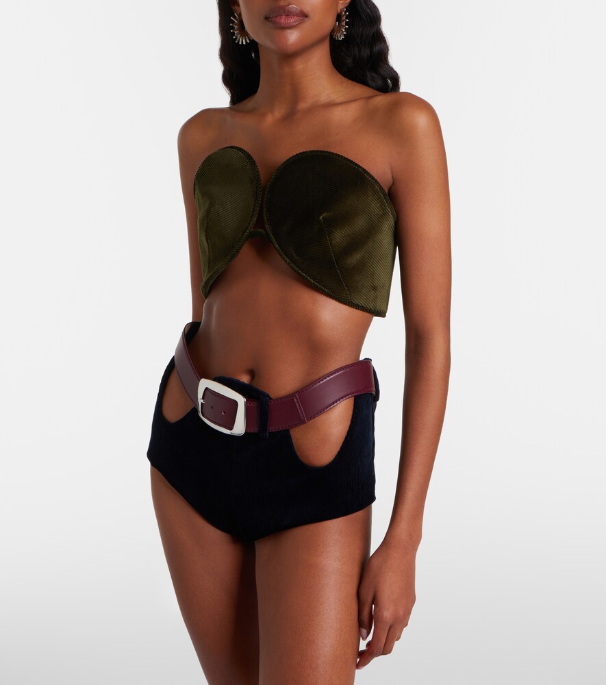 Jean Paul Gaultier Cutout belted cotton corduroy micro shorts