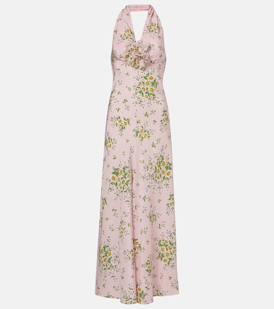 Rodarte Floral-appliqué floral silk crêpe gown