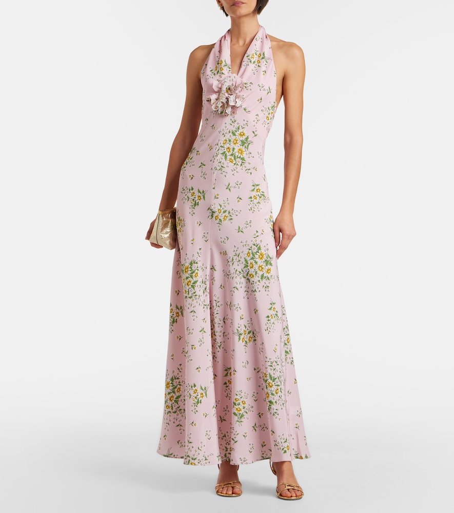 Rodarte Floral-appliqué floral silk crêpe gown