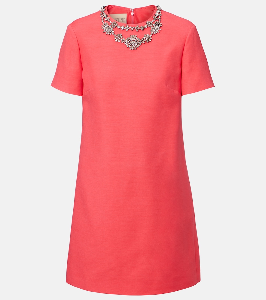 Valentino Women's Pink Crepe Couture Embellished Minidress UK Size 16 - Mytheresa
