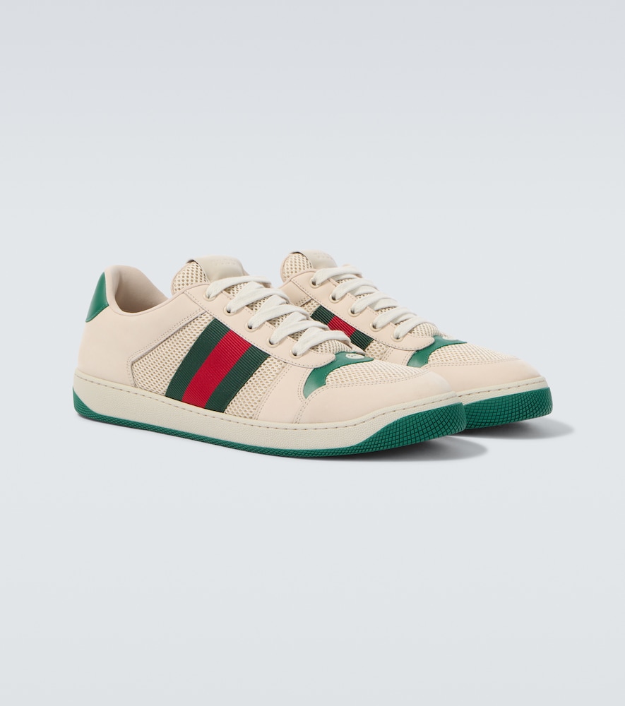 Gucci Men's White Screener Leather-Trimmed Sneakers UK Size 9.5 - Mytheresa