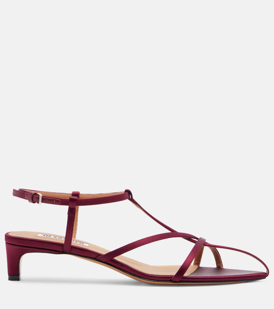  Jil Sander Jil Sander Cage Satin And Leather Sandals 