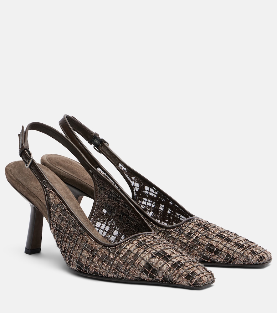Brunello Cucinelli Escarpins slingback carreaux 1650 €