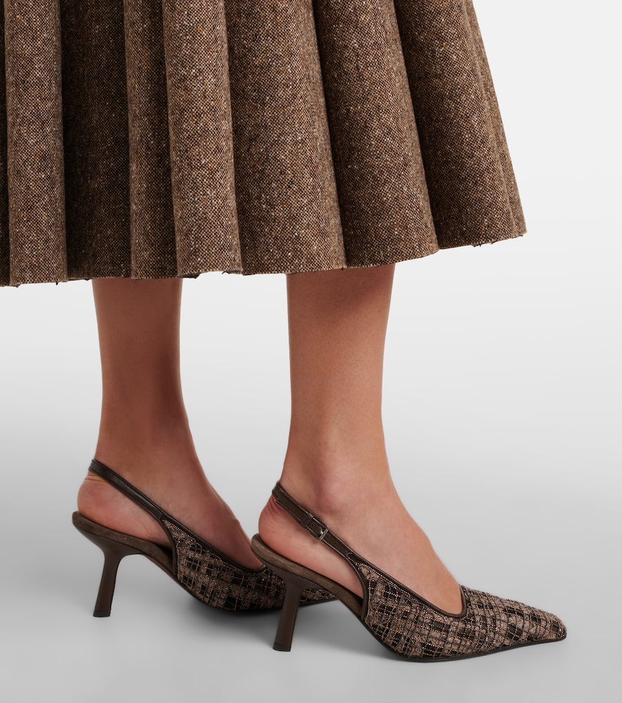 Beaded Checked Slingback