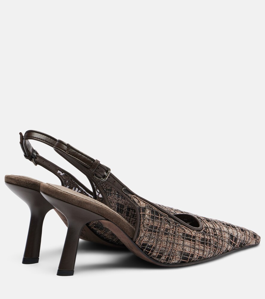 Beaded Checked Slingback