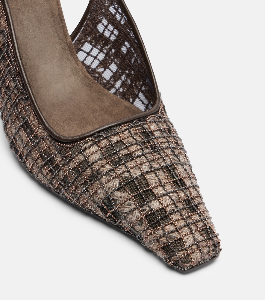 Beaded Checked Slingback