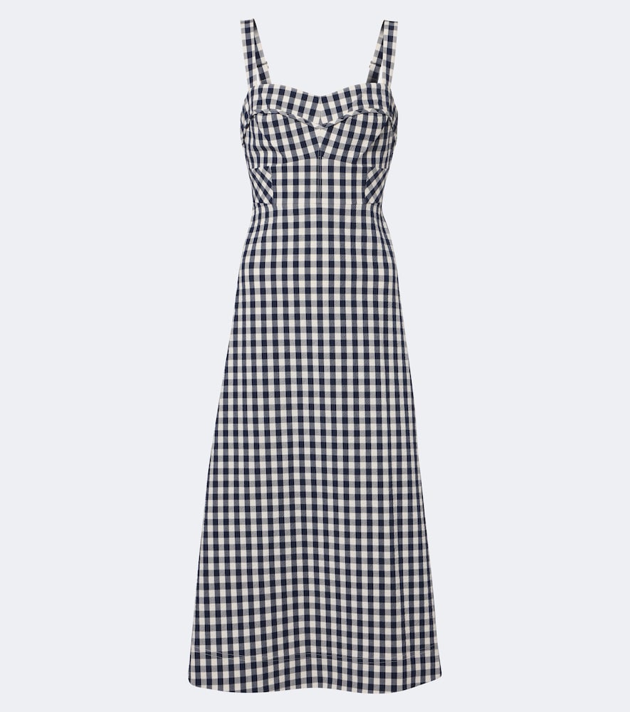 Veronica Beard Women's Blue Aila Gingham Cotton Midi Dress UK Size 8 - Mytheresa