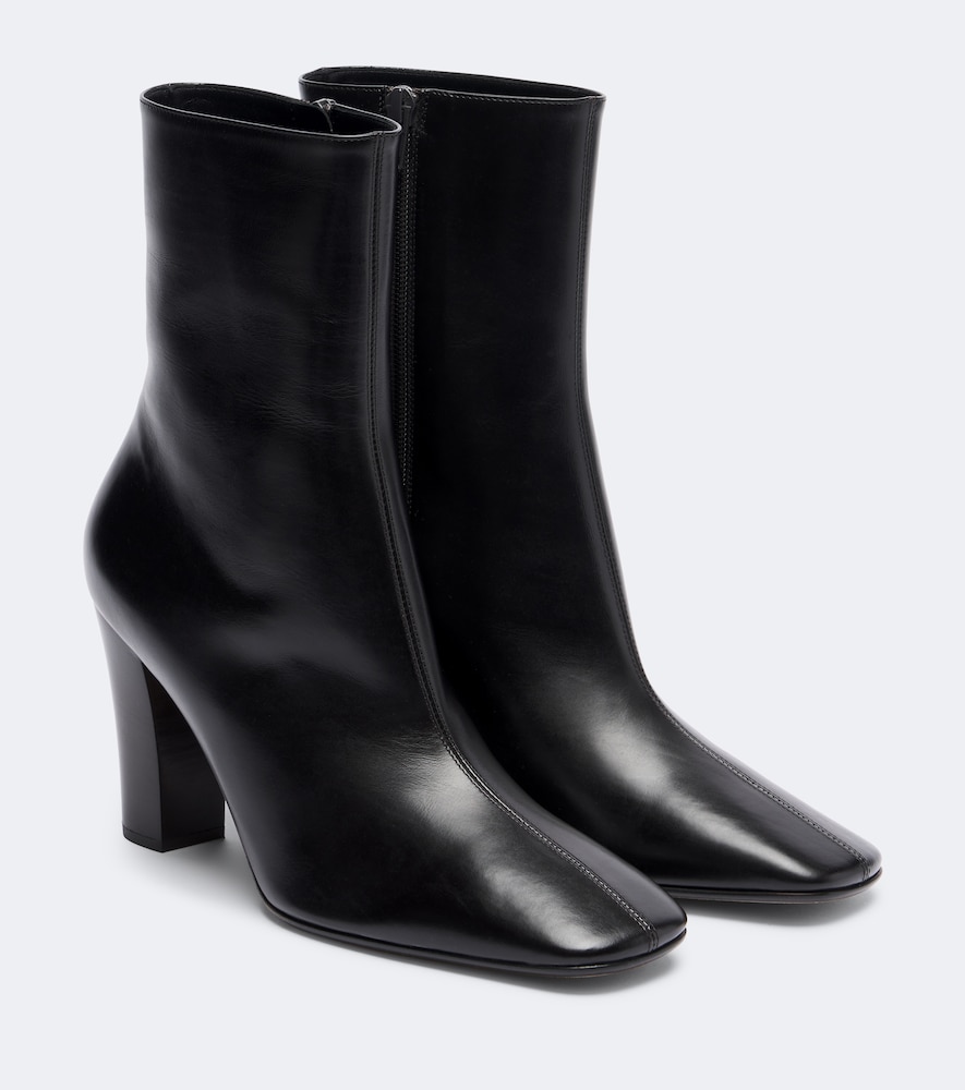 The Row Cindy Leather Black Ankle Boots