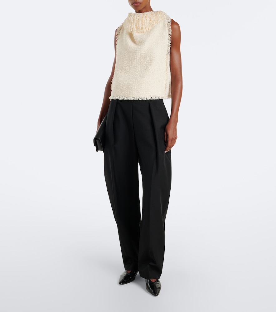 Róhe Fringed Bouclé Top