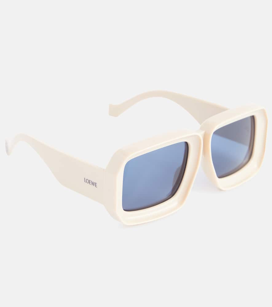 Shop Loewe Paula's Ibiza Square Sunglasses In Shiny Beige/blue