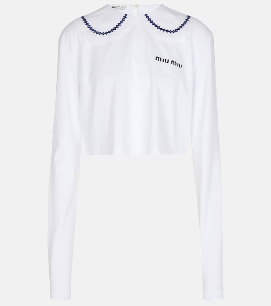 Miu Miu Cropped cotton jersey top