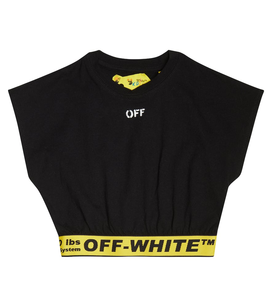 Off-White Kids Logo cropped cotton top