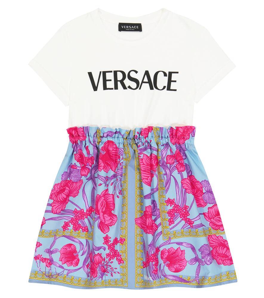 Versace Kids Acid Bouquet logo cotton dress