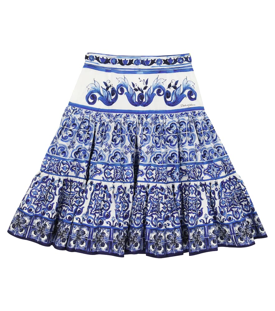 Dolce & Gabbana Majolica-print Poplin Skirt In Multicoloured