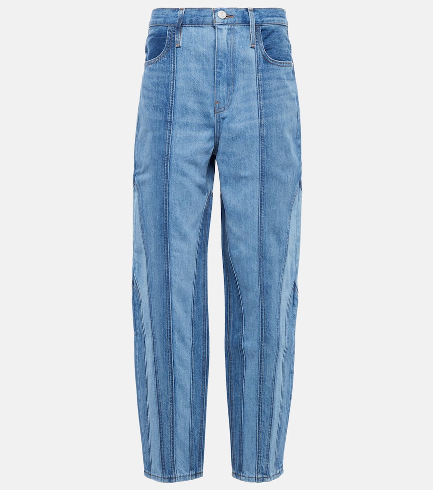 Frame Warped Stripe Barrel high-rise jeans