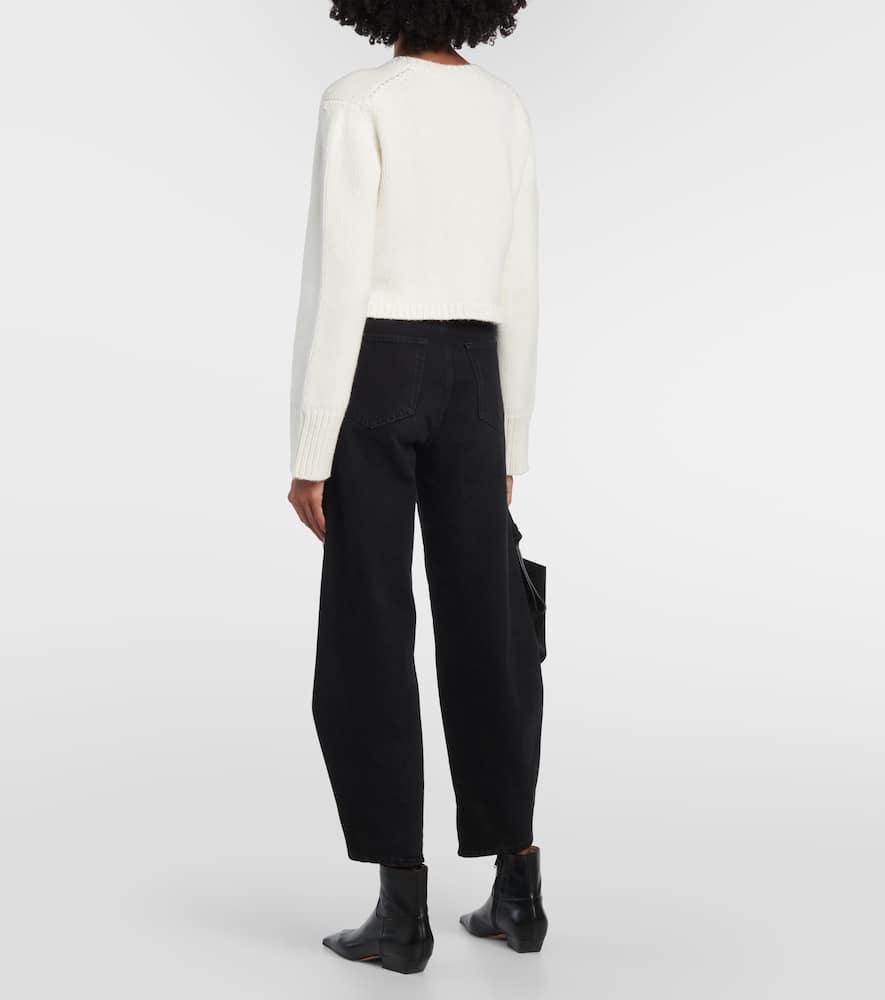 Khaite Lavan Cropped Cashmere Cardigan In White