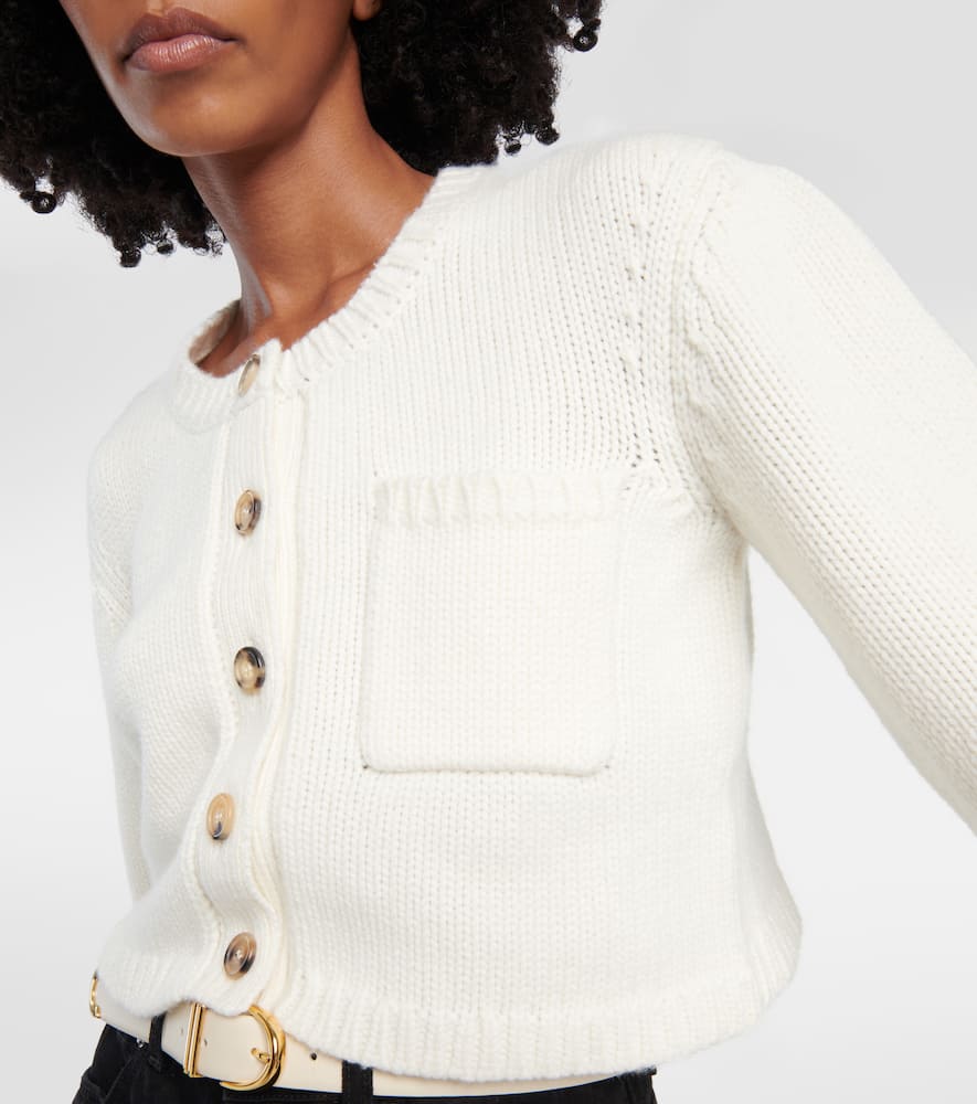 Shop Khaite Lavan Cropped Cashmere Cardigan In White