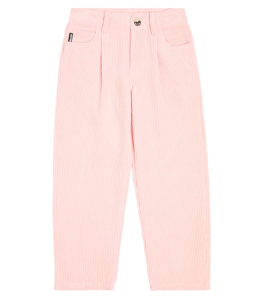 Moschino Kids Embroidered corduroy straight pants