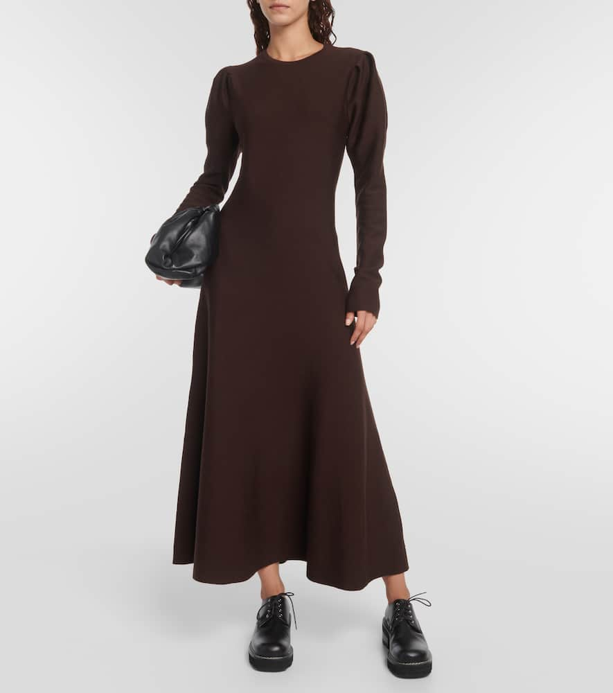 Shop Gabriela Hearst Hannah Virgin Wool Midi Dress In Brown