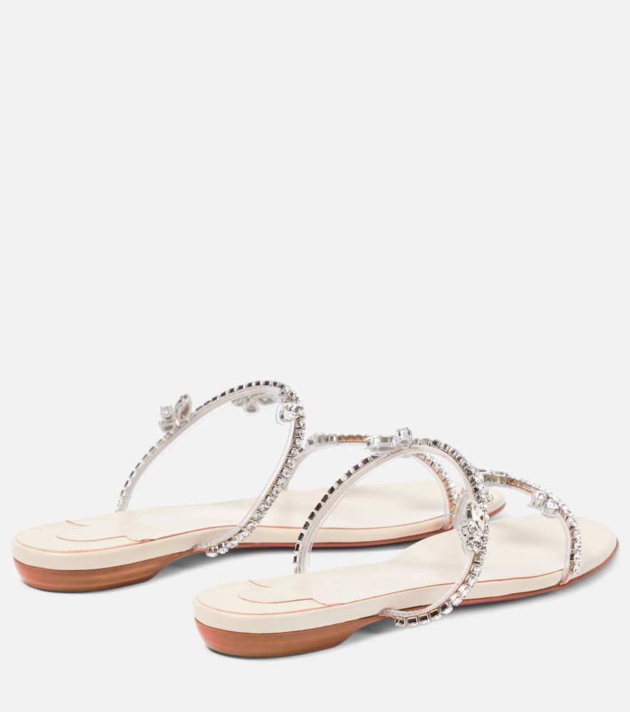 Shop Christian Louboutin Just Queenie Leather And Pvc Sandals In Leche/cry/lin Leche