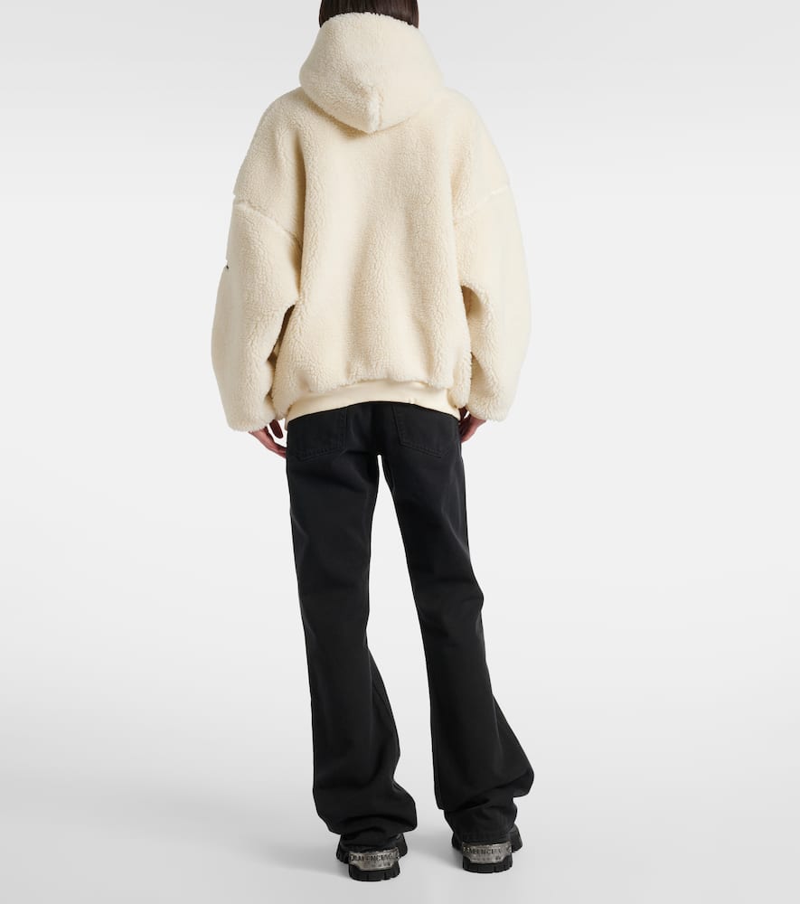 Balenciaga Outerwear Faux-shearling Hoodie In Beige