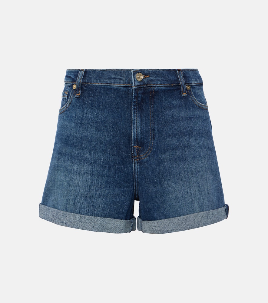 Mid-rise denim shorts