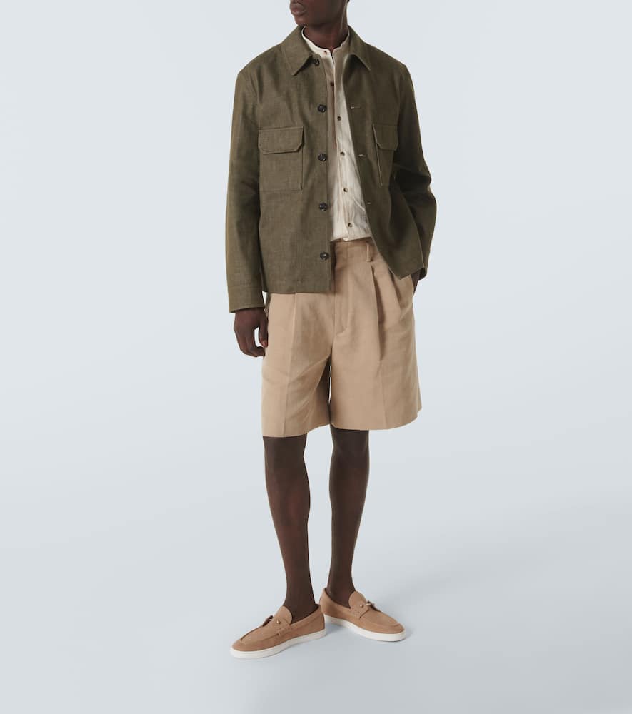 Christian Louboutin Reversed Nubuck Leather Loafers In Beige