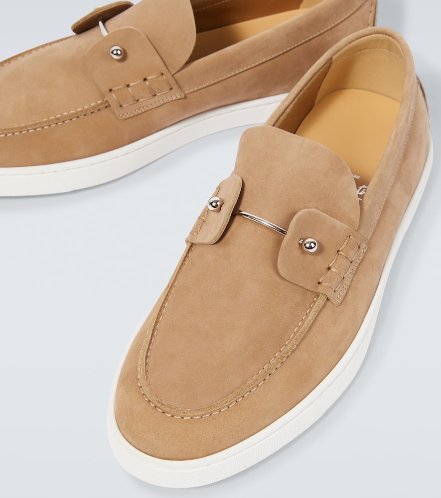 Christian Louboutin Reversed Nubuck Leather Loafers In Beige