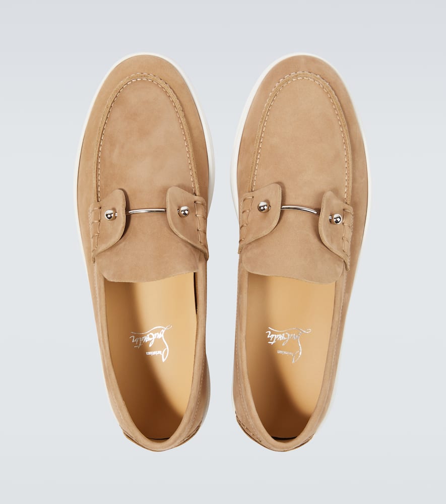Christian Louboutin Reversed Nubuck Leather Loafers In Beige