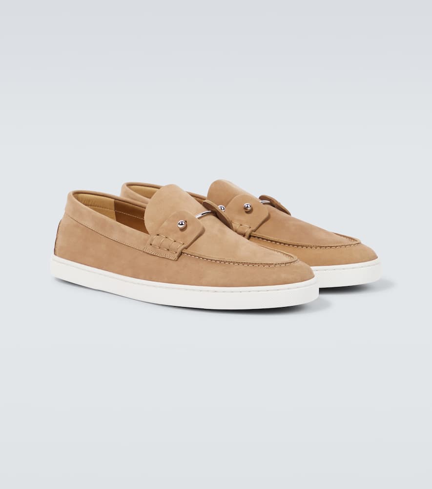 Christian Louboutin Reversed Nubuck Leather Loafers In Beige
