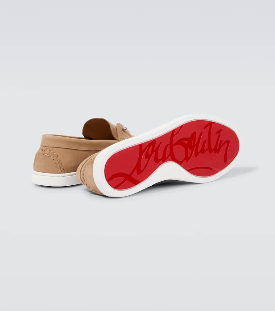 Christian Louboutin Reversed Nubuck Leather Loafers In Beige