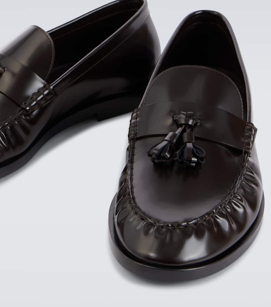 The Row Classic Leather Loafers In Brown