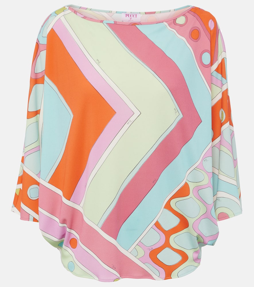 Pucci Caped Printed Top In Pink