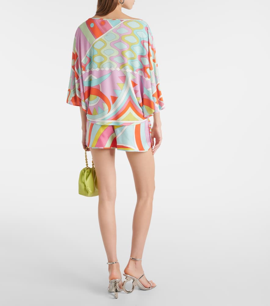 Pucci Caped Printed Top In Pink