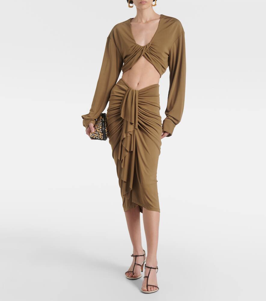Christopher Esber Vivenda Jersey Crop Top In Green
