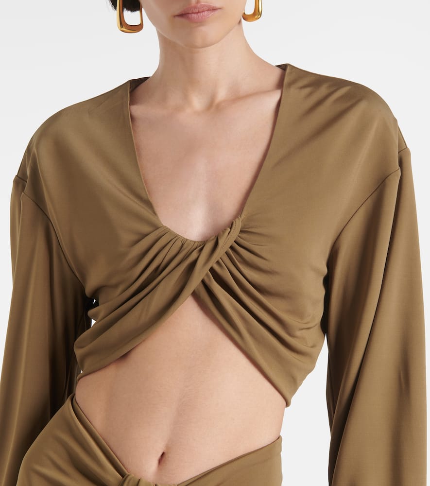 Christopher Esber Vivenda Jersey Crop Top In Green