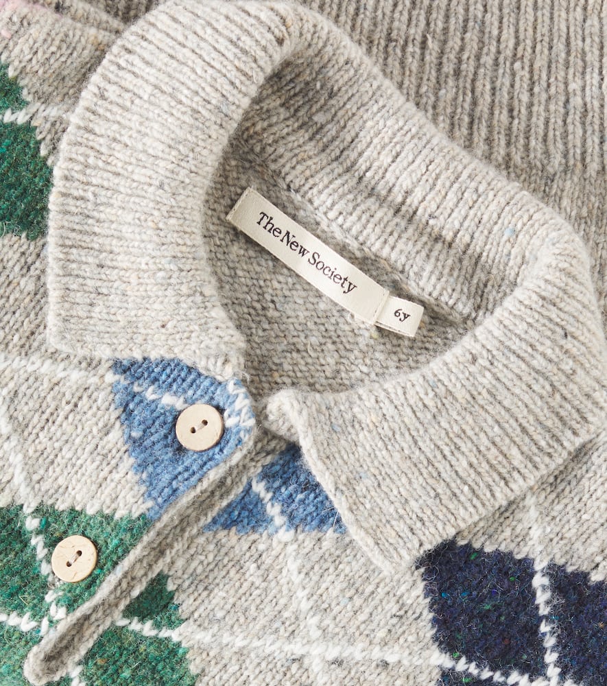 The New Society Glasgow Wool-blend Polo Sweater In Grau