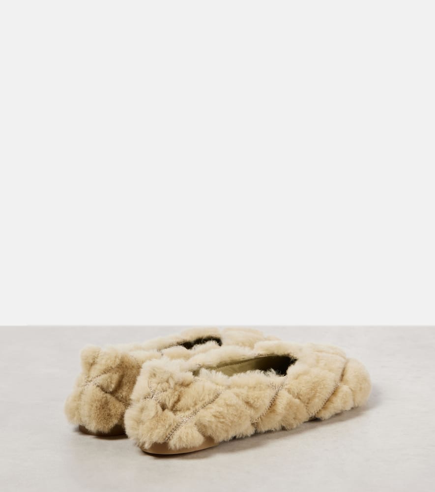 Burberry Baby Quilted Shearling Ballet Flats In Green