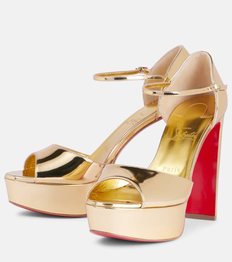 Christian Louboutin Sandaloo 130mm Metallic-leather Platform Sandals In Gold